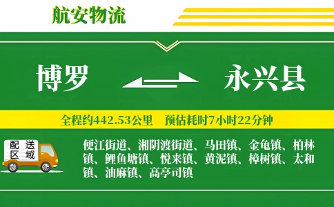 博罗到永兴县物流公司