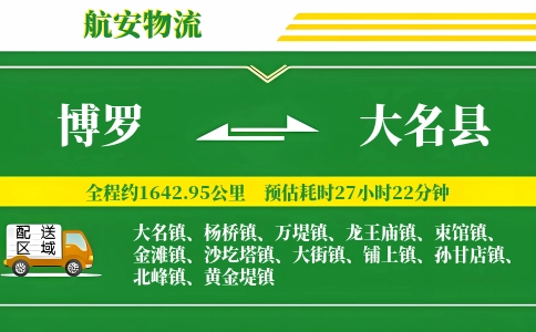 博罗到大名县物流公司