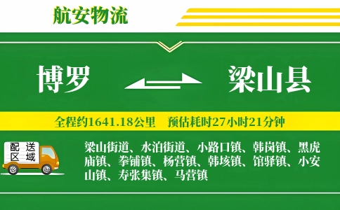 博罗到梁山县物流公司