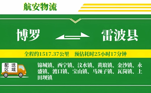 博罗到雷波县物流公司