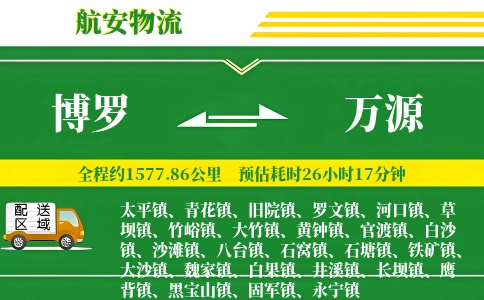 博罗到万源物流公司