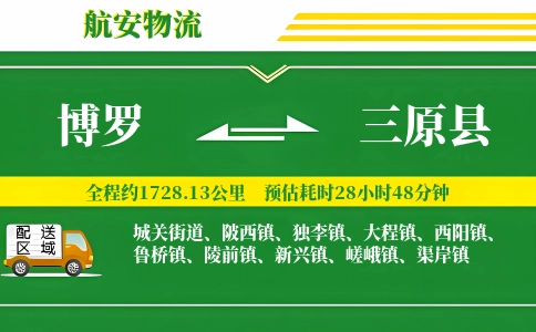 博罗到三原县物流公司