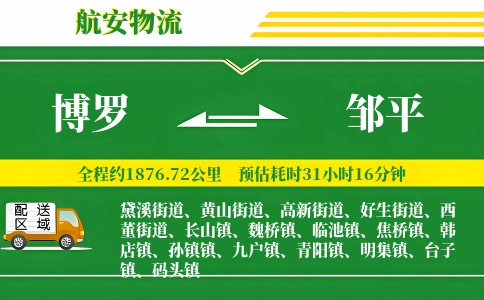博罗到邹平物流公司