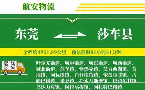 东莞到莎车县物流公司